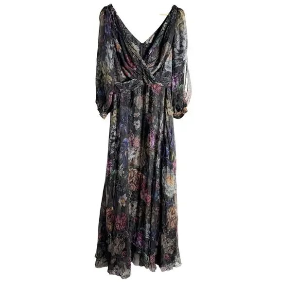 midi dress with 3/4 sleeves CurveWow 3/4 Balloon Sleeve Wrap Midi Dress Navy – Curvewow